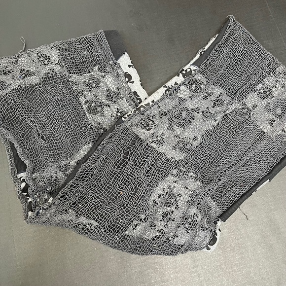 Upcycled Patchwork Infinity Scarf Black Skull Gray Fishnet Mens Goth Apocalypse - Picture 7 of 16